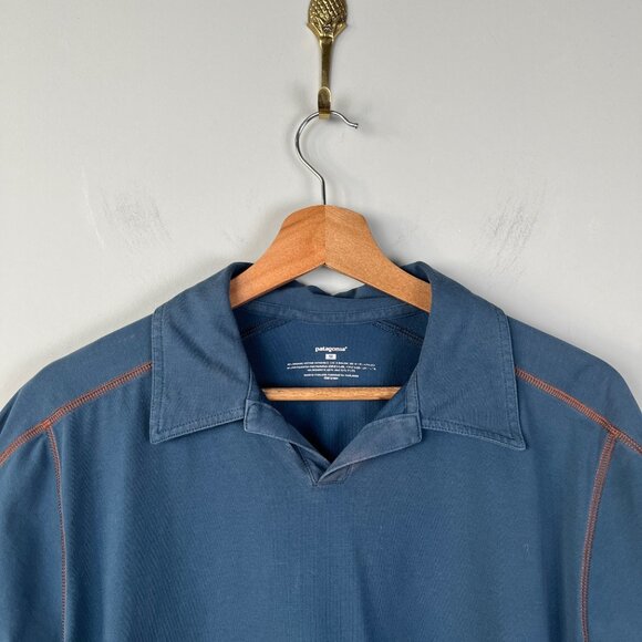Patagonia Blue Casual Polo Shirt Men's Sz. M Golf Casual Organic Cotton Polo - Picture 3 of 7